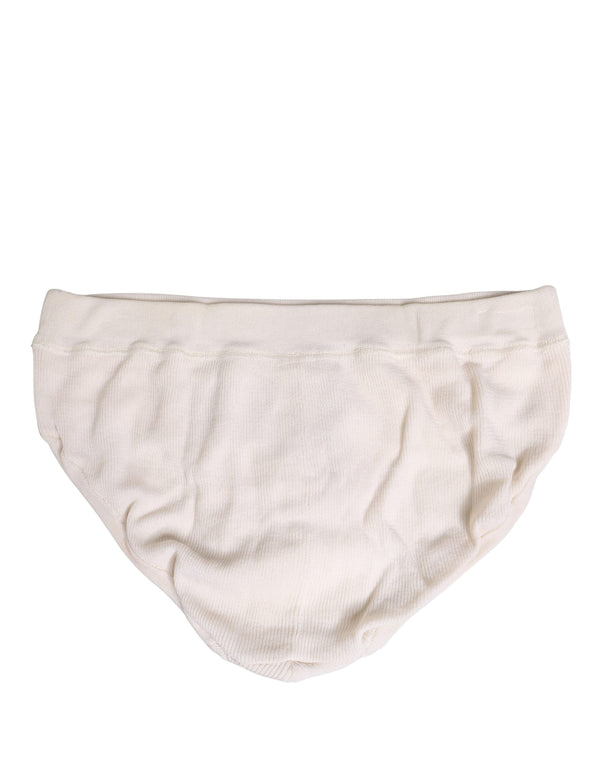 Dolce & Gabbana Off White Logo Silk Men Briefs Underwear