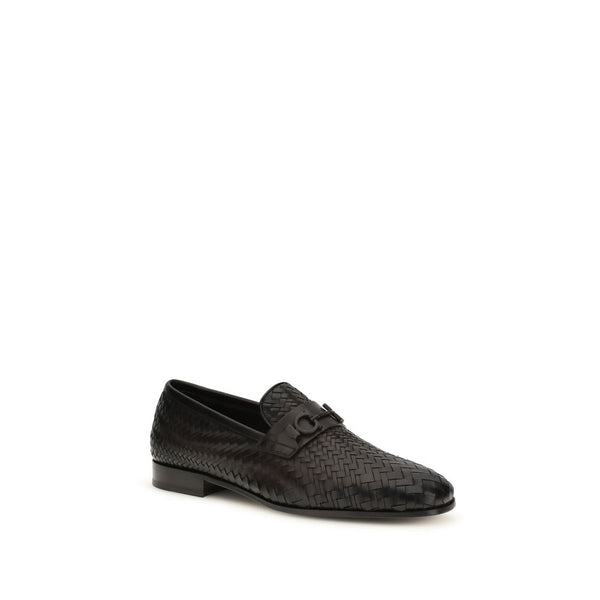 Ferragamo Brown Calf Leather Bos Taurus Slip-On Loafers