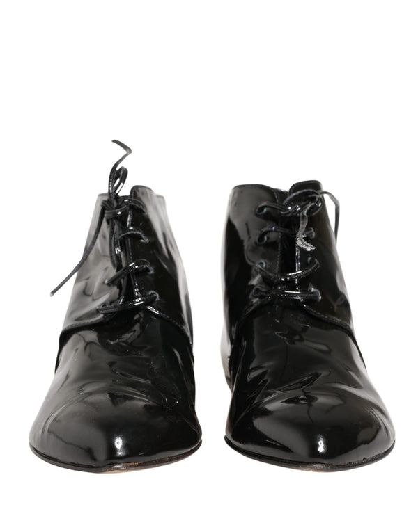 Dolce & Gabbana Black Leather AnkleBoots Shoes