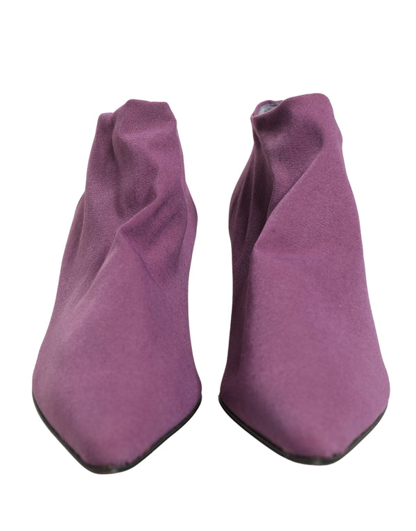 Dolce & Gabbana Shoes Purple Suede Ankle Boots Shoes