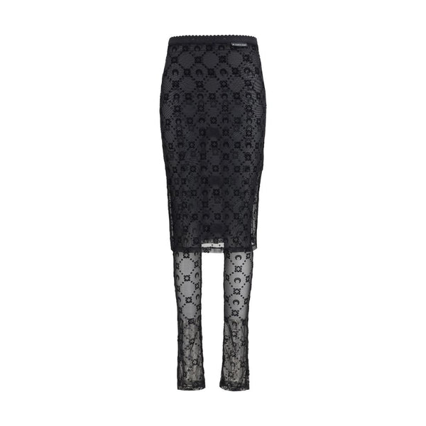 Marine Serre Black Recycled Polyamide Midi Skirt