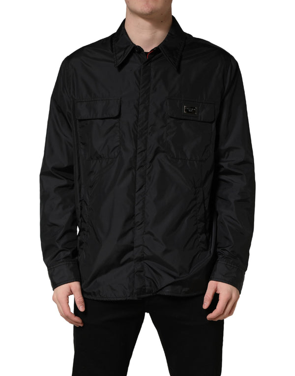 Dolce & Gabbana Black Logo Plaque Long Sleeves Shirt Jacket