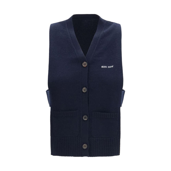 Miu Miu Blue Cashmere Sleeveles Sweater
