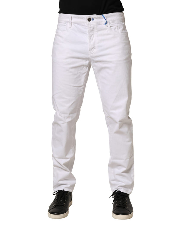 Siviglia White Mid Waist Cotton Skinny Denim Men Trouser Jeans