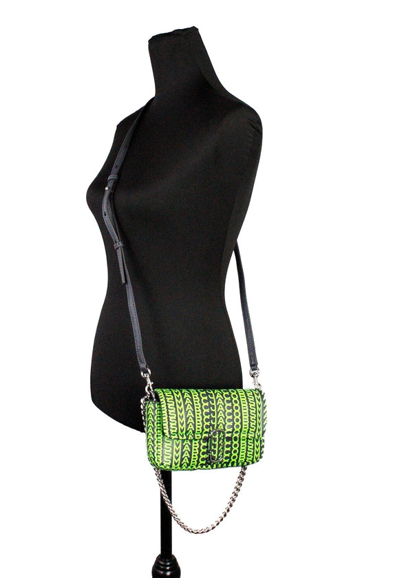 Marc Jacobs Neon Green The Monogram Leather J Marc Mini Shoulder Bag Crossbody