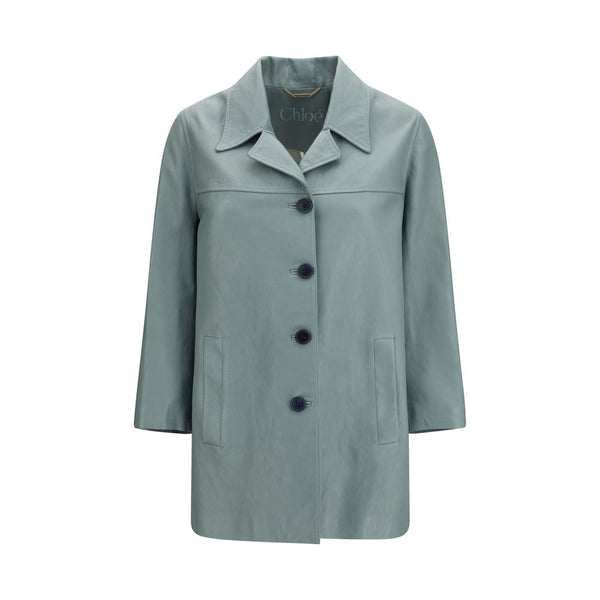 Chloé Blue Lamb Leather Leather Jacket