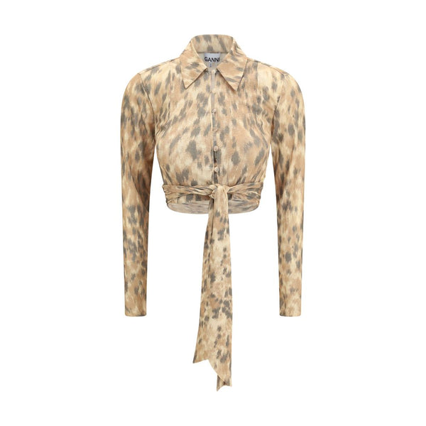 Ganni Beige Recycled Polyester Blouse