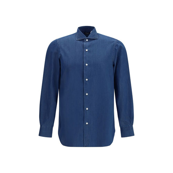 Finamore Blue Cotton Shirt