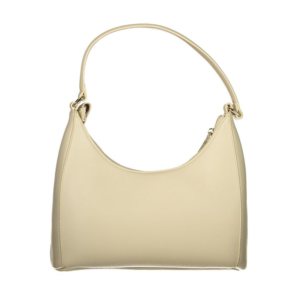 Mario Valentino Beige Polyurethane Women's Bag with Adjustable Shoulder Strap