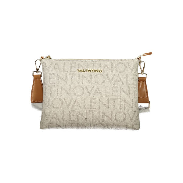 Mario Valentino Beige Polyurethane Women's Bag with Zip Closure and Strap
