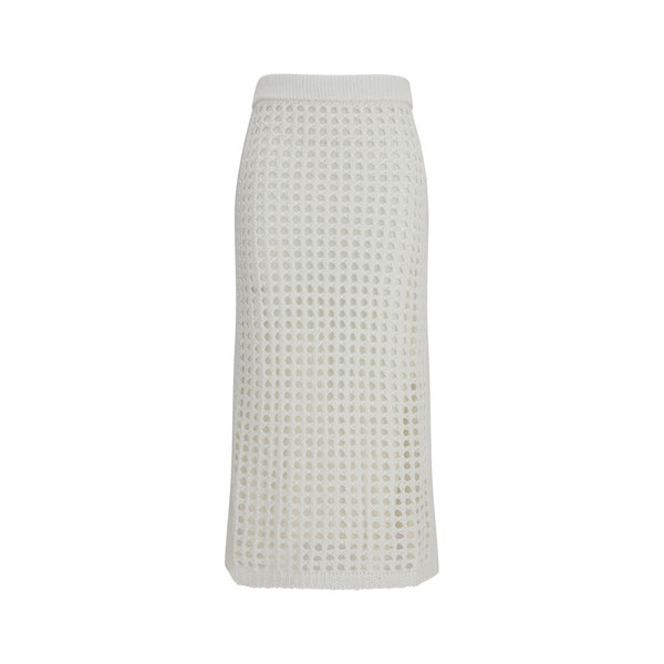 Max Mara Pure White Cotton Midi Skirt