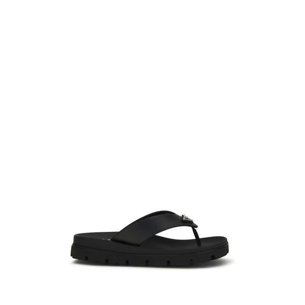 Prada Brown Calf Leather Bos Taurus Flat Sandals