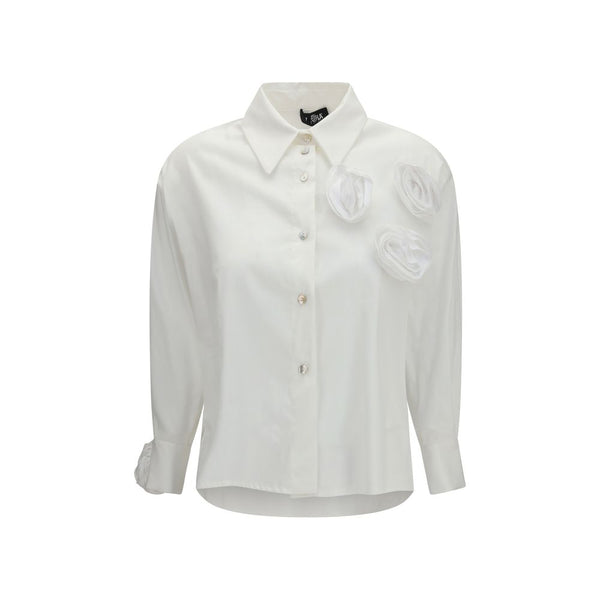 Ella White Cotton Pattern Shirt