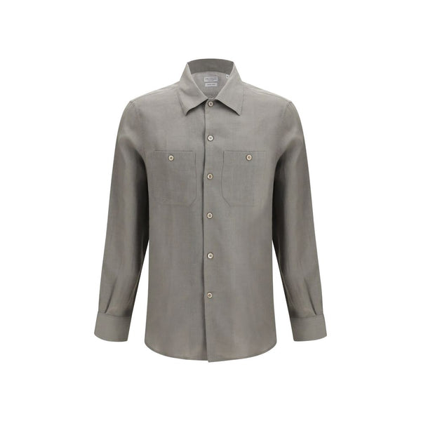 Brunello Cucinelli Bicolor Linen Dress Shirt