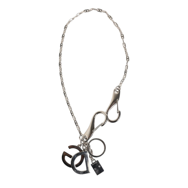 Dolce & Gabbana Silver Tone DG Logo Keychain Key Holder Bag Charm Keyring