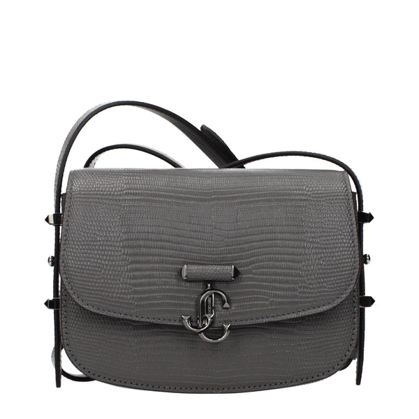 Jimmy Choo Gray Leather Shoulder Bag