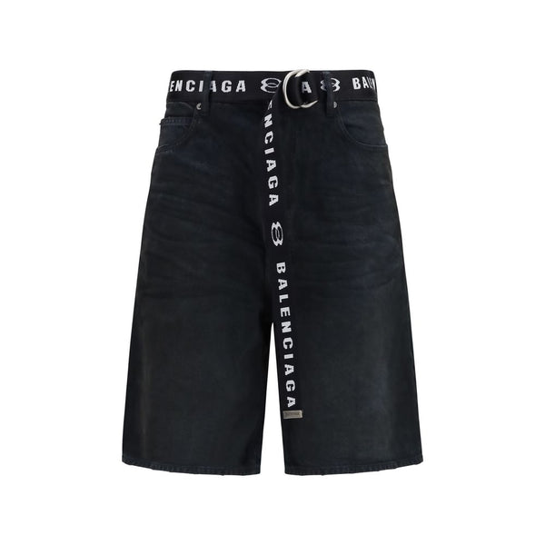 Balenciaga Black Cotton Bermuda Shorts