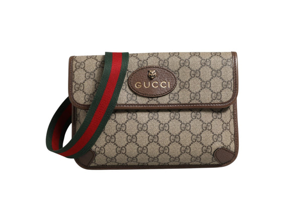 Gucci Supreme Monogram Neo Vintage Web Belt Bag Brown