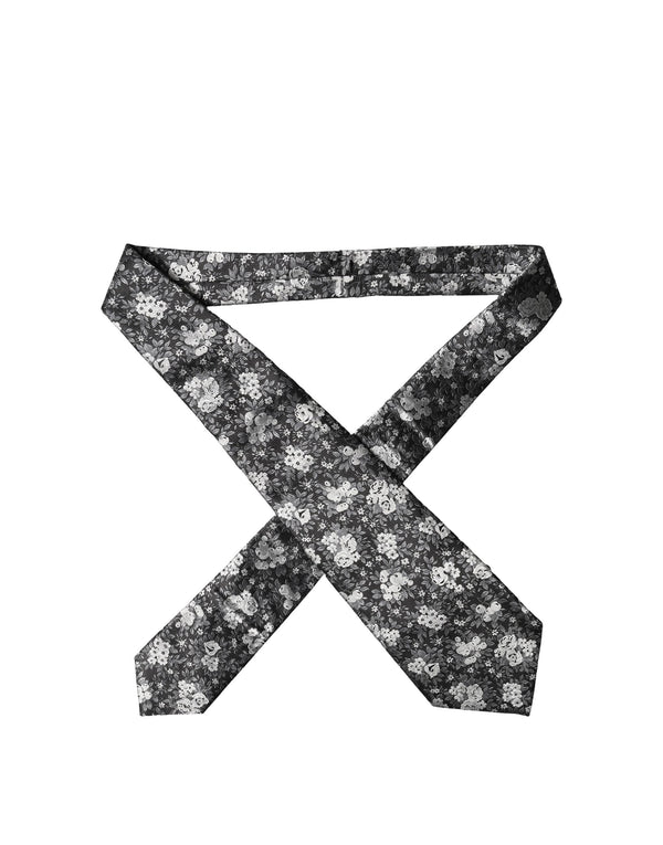 Dolce & Gabbana Black White Floral Silk Adjustable Women Necktie Tie