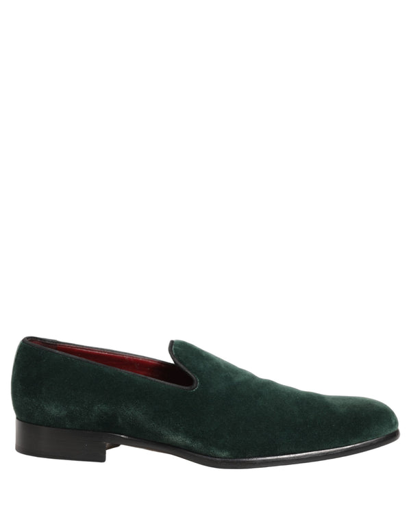 Dolce & Gabbana Green Suede Formal Slip On Men Loafers Shoes