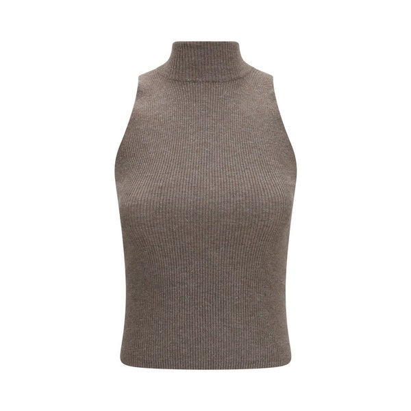 Brunello Cucinelli Brown Cashmere Sleeveles Sweater