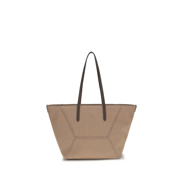 Brunello Cucinelli Beige Cotton Shoulder Bag
