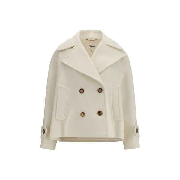 Chloé White Wool Oves Aries Coat