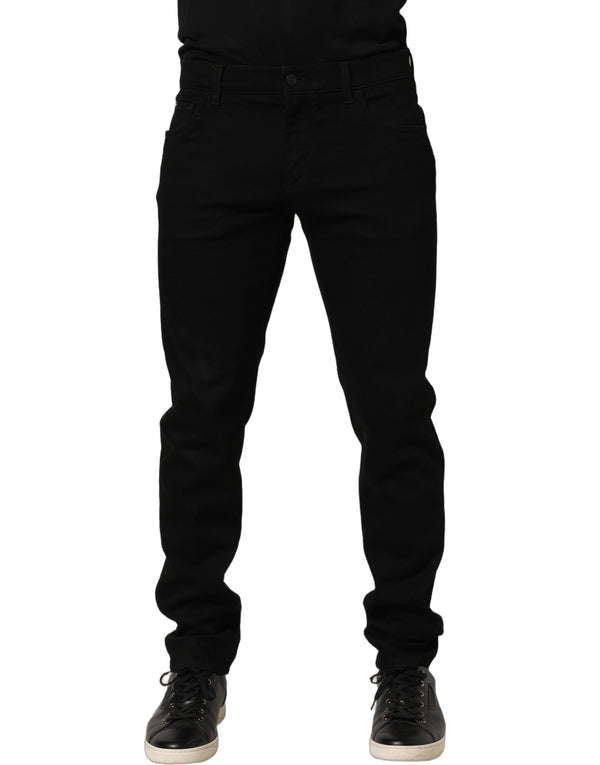 Dolce & Gabbana Black Cotton Stretch Skinny Men Denim Jeans