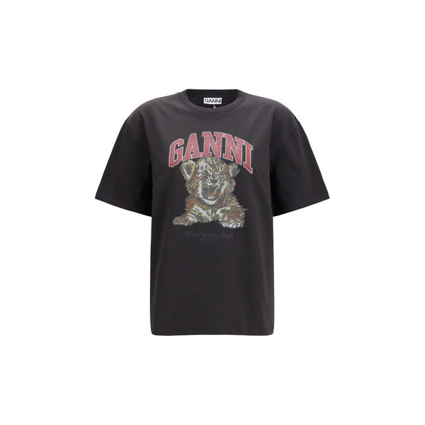 Ganni Black Cotton T-Shirt