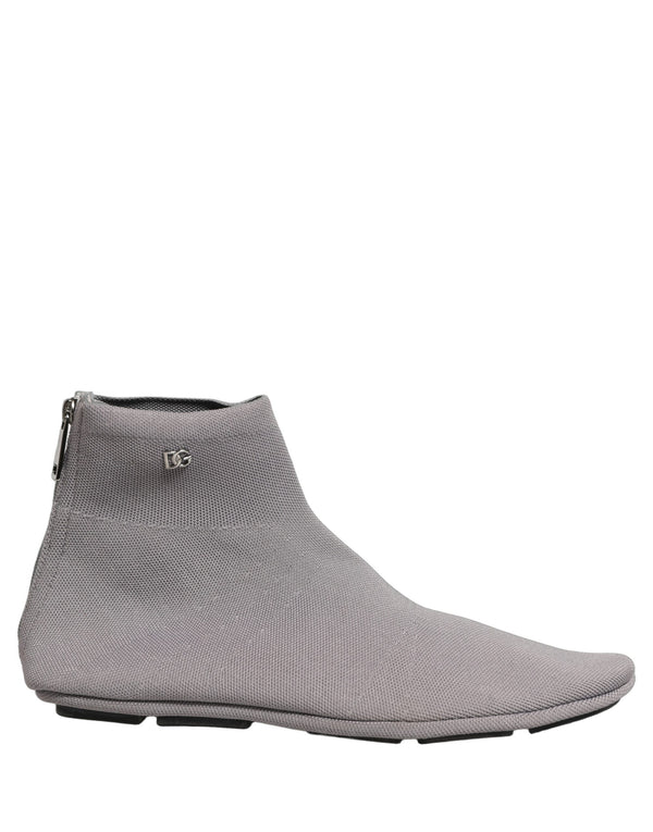 Dolce & Gabbana Gray Stretch Mesh Men Ankle Boots Shoes