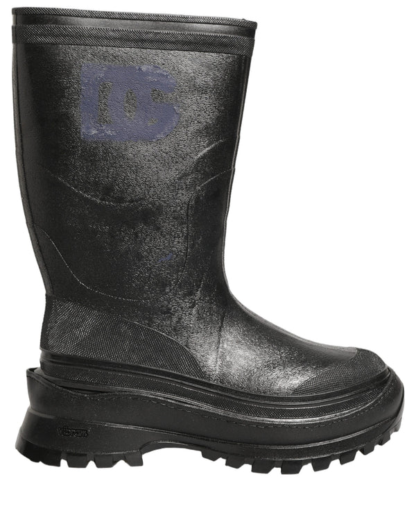 Dolce & Gabbana Black PVC Pull On Rain Boots Men Shoes