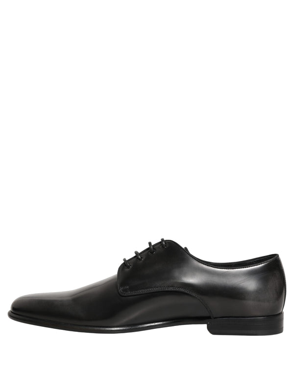 Dolce & Gabbana Black Leather Men Derby Dress Formal Shoes