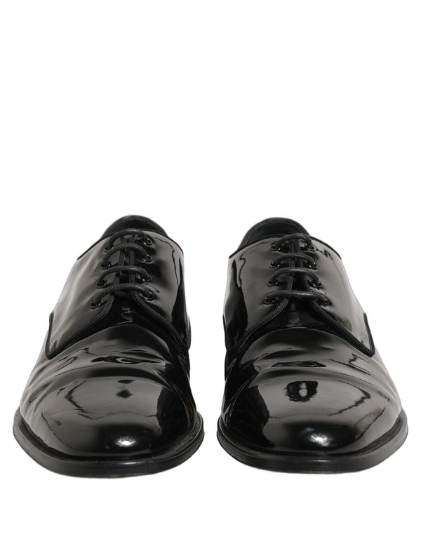 Dolce & Gabbana Black Leather Men Derby Dress Formal Shoes