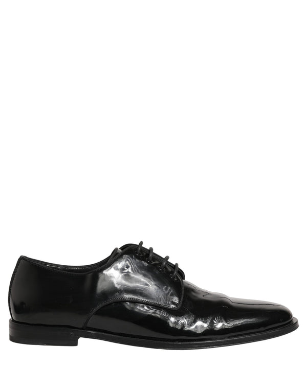 Dolce & Gabbana Black Leather Men Derby Dress Formal Shoes