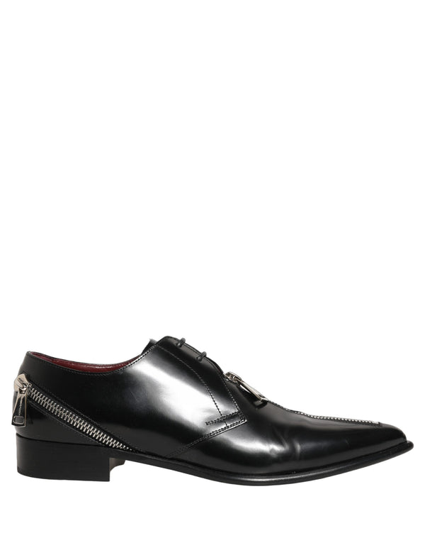 Dolce & Gabbana Black Leather Men Derby Dress Formal Shoes