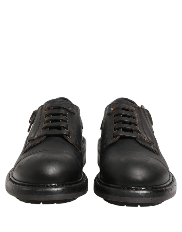 Dolce & Gabbana Dress Black Leather Lace Up Derby Men Shoes