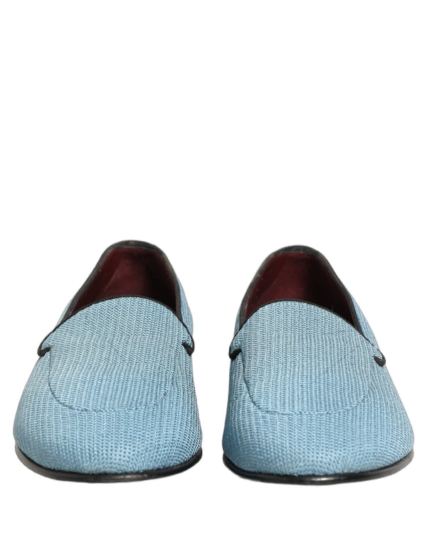 Dolce & Gabbana Blue Woven Men Slip On Dress Loafers Shoes