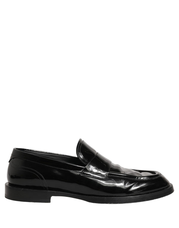 Dolce & Gabbana Black Leather Formal Men Dress Loafers Shoes