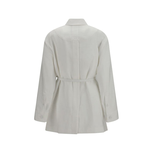 Fendi White Linen Full-Length Jacket