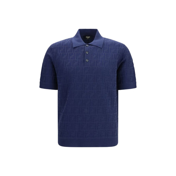 Fendi Blue Cotton Polo Shirt