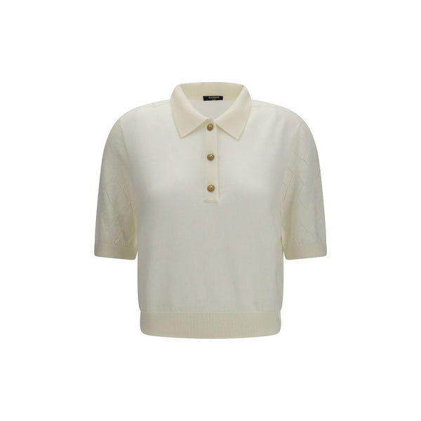 Balmain White Wool Oves Aries Polo Shirt