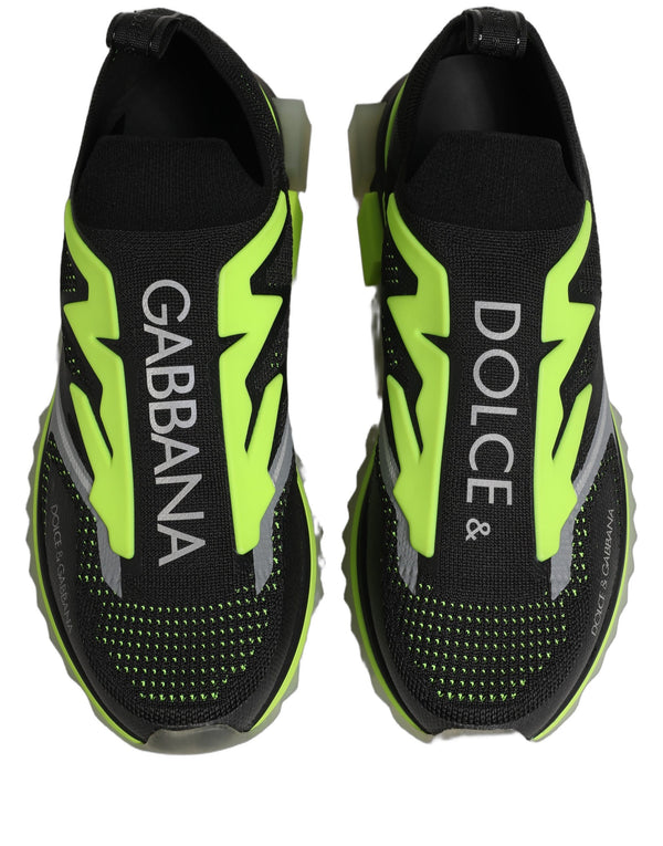 Dolce & Gabbana Black Green Sorrento Low Top Sneakers Shoes