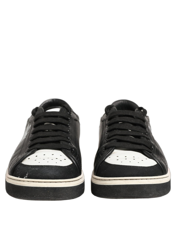 Dolce & Gabbana Black Leather Crown Milano Men Sneakers Shoes