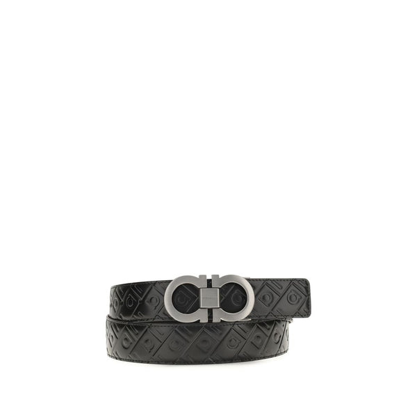 Ferragamo Black Calf Leather Bos Taurus Regular Belt
