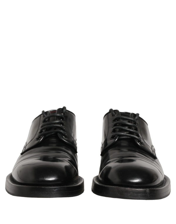 Dolce & Gabbana Black Leather Lace Up Derby Dress Men Shoes