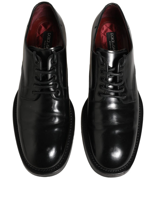 Dolce & Gabbana Black Leather Lace Up Derby Dress Men Shoes