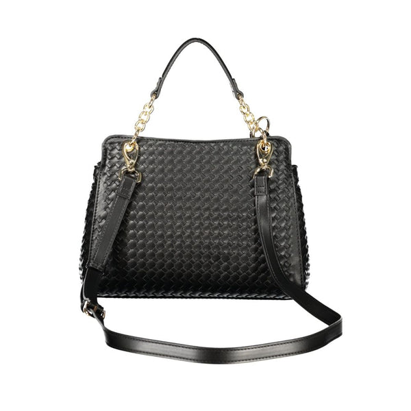 Mario Valentino Black Polyurethane Women's Bag with Adjustable Strap