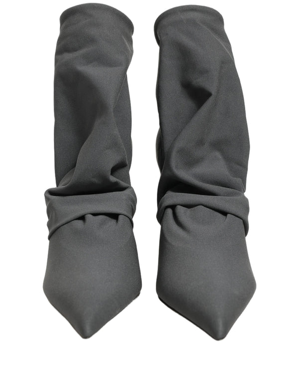 Dolce & Gabbana Gray Stretch Socks Heels Ankle Boots Shoes