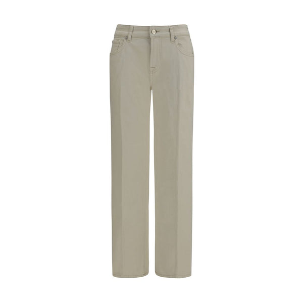 7FOR Beige Cotton Straight-Leg Jeans