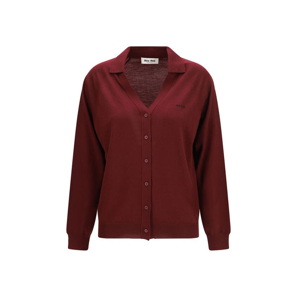 Miu Miu Bordeaux Wool Oves Aries Cardigan